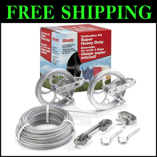 Multifunctional Heavy-Duty Clothesline Kit - 150ft Galvanized Wire & Accessories