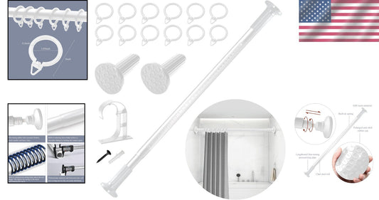 Eco-Friendly Adjustable Tension Rod 51-168 Inches - Versatile for Indoor/Outdoor