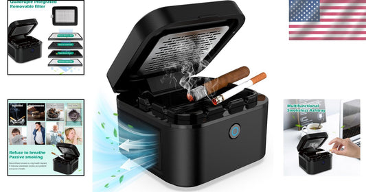 Elegant Smokeless Ashtray & Air Purifier with USB Recharge - Quiet & Effective