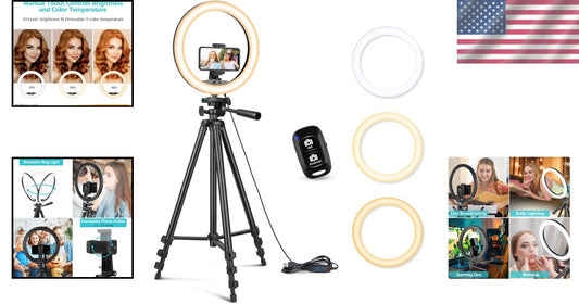 12'' LED Ring Light with Extendable 50'' Tripod Stand - Perfect for YouTube &...