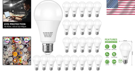 Energy-Efficient A21 23W LED Bulb - 2500 Lumens Daylight White for Bright Spaces