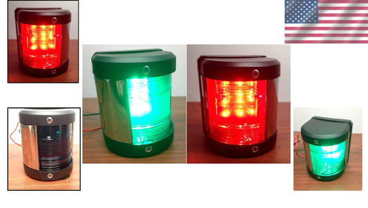 Durable ABS Waterproof LED Navigation Light for Boats Up to 12M - Green & Red