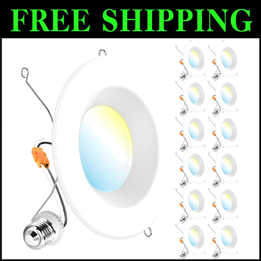 Energy-Efficient 12-Pack Recessed LED Lights with Selectable CCT - Modern Design