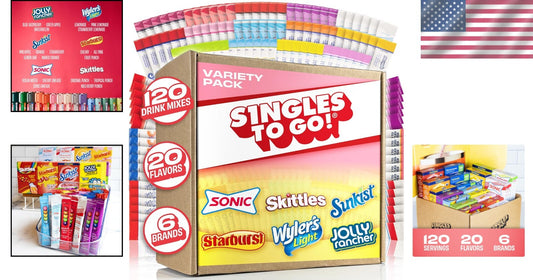 Exciting 120ct Drink Mix Pack - Sugar-Free Flavors from Skittles, Starburst