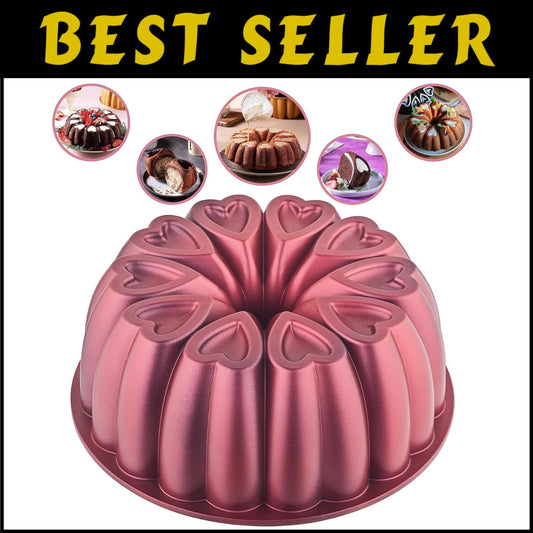 10-Inch Heavy-Duty Heart-Shaped Cake Pan - Non-Stick, Easy to Clean Design