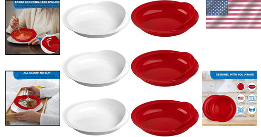 Durable Non-Slip Scoop Plates - 9-inch Set of 6 for Adults with Disabilities