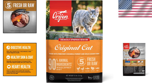 Original Cat Food 12lb - Grain-Free Dry Kibble for Healthy Shine and Digestion