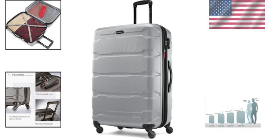 Omni PC 28-Inch Expandable Hardside Spinner Luggage - Silver, 10-Year Warranty