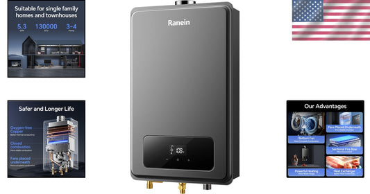 Natural Gas Tankless Water Heater - 5.3 GPM, 130,000 BTU - Unlimited Hot Water