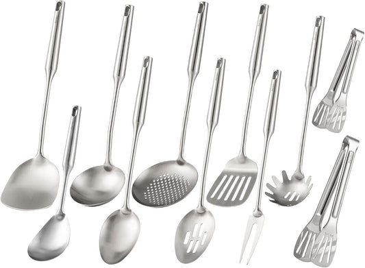 Elegant 18/10 Stainless Steel Kitchen Tools Set - 15" Long, 11 Essential Pieces