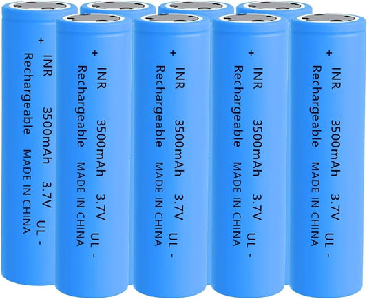 Flat Top 18650 Rechargeable Battery - 8-Pack, 3500mAh with Safety Protection