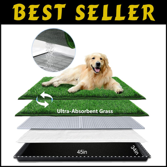 Spacious Indoor-Outdoor Dog Toilet: Ultra-Absorbent Grass Pad for Large Breeds