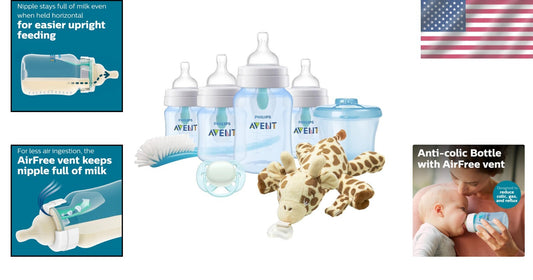 3-Piece Philips Anti-Colic Bottle Set with Snuggle Pacifier - Ideal for Newborns
