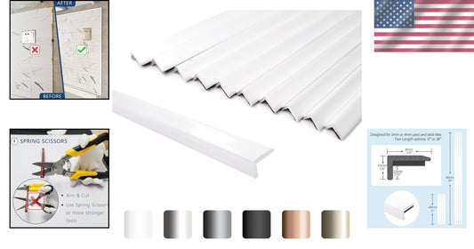 10-Pack Self-Adhesive 36-Inch Aluminum Tile Trim - Matte White Backsplash Edge