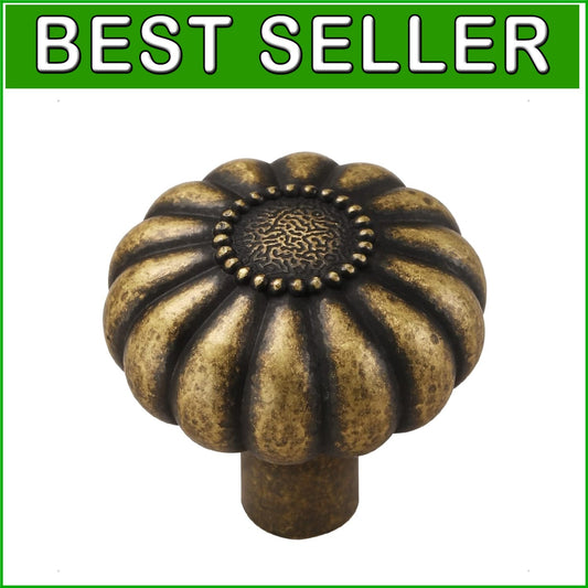 Stylish Antique Brass 10 Piece Knob Set for Cabinets & Drawers - Retro Design