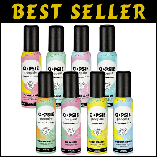 8-Scent Portable Pre-Poo Spray - Essential Oil Odor Eliminator for Toilets