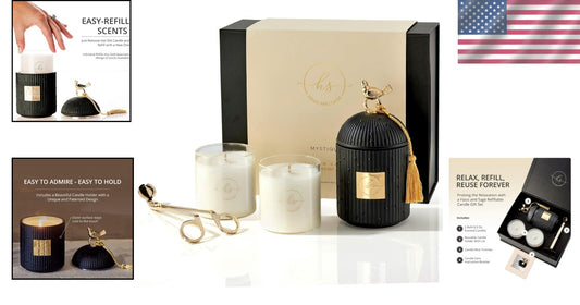 Sustainable Luxury Candle Set with Unique Black Holder - 110+ Hours of Fragrance