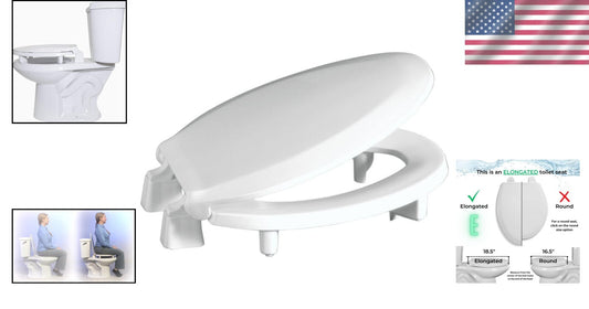 3-Inch Elongated Raised Toilet Seat with Lid - Durable & Comfortable Support