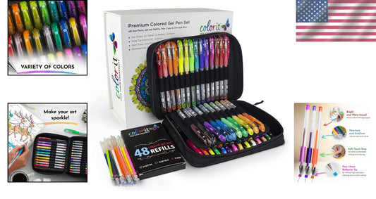 Artisan Glitter Gel Pens - 96-Piece Multicolor Set Ideal for Adult Creativity