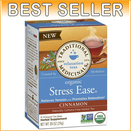 Caffeine-Free Organic Cinnamon Tea for Stress Relief - 96 Count Pack of 6