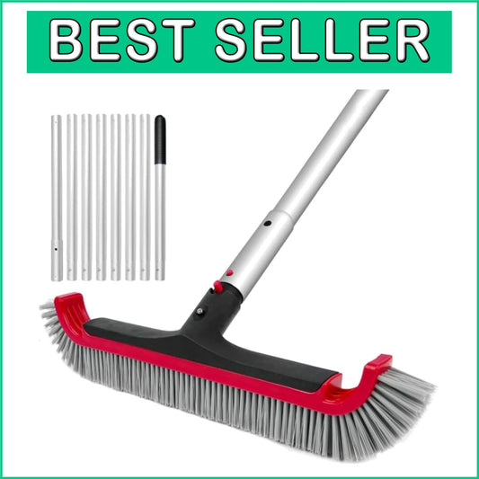 Durable Nylon Bristle Pool Brush with Extendable 10.5FT Pole for Easy Cleaning