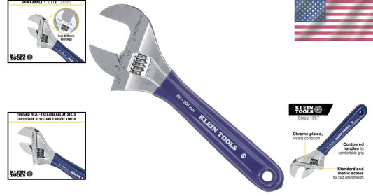 Extra Wide Jaw 8-Inch Adjustable Wrench - Induction Hardened Steel Craftsmanship