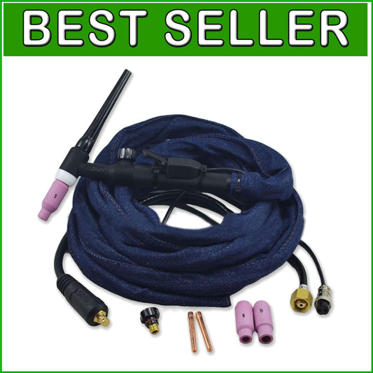 150Amp WP-17FV TIG Welding Torch - 12ft Flexible Head with Valve & Cable
