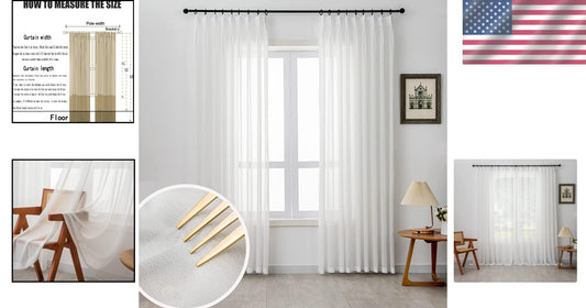 Luxurious 90-Inch Sheer Pinch Pleated Curtains - Ideal for Living Room & Bedroom