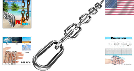 13ft Heavy Duty Stainless Steel Chain - 1/4in Utility Link for Versatile Use