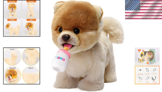 Realistic Electronic Pomeranian Dog Toy - Walking, Barking & Talking Features