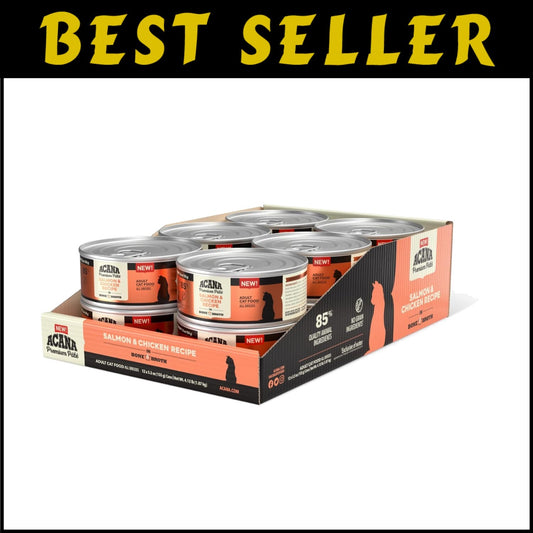 High Protein Salmon & Chicken Recipe Cat Food in Rich Beef Bone Broth - 12 Cans