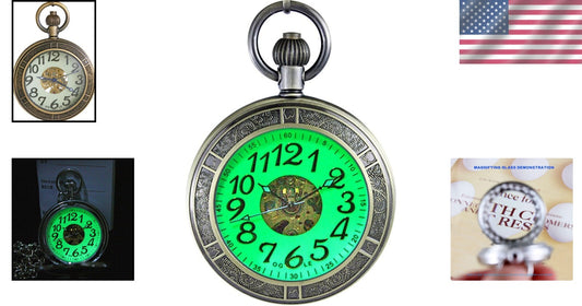 Elegant Silver Pocket Watch - Waterproof, Self-Winding & Luminous Dial - 48mm