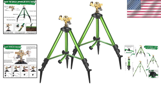 360° Adjustable Impact Sprinkler Set on Tripod Base for Effective Watering