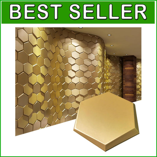 Elegant 20-Piece Gold Hexagon Faux Leather 3D Wall Panels for Stylish Interiors