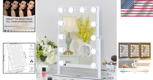 Hollywood Lighted Makeup Mirror with 10X Magnification & Smart Touch Control
