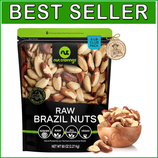 Naturally Delicious Unsalted Raw Brazil Nuts - 80oz Resealable Quality Pack