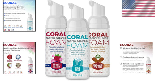 Effective Fluoride-Free Foaming Toothpaste with Nano Silver - Family 4oz Pack