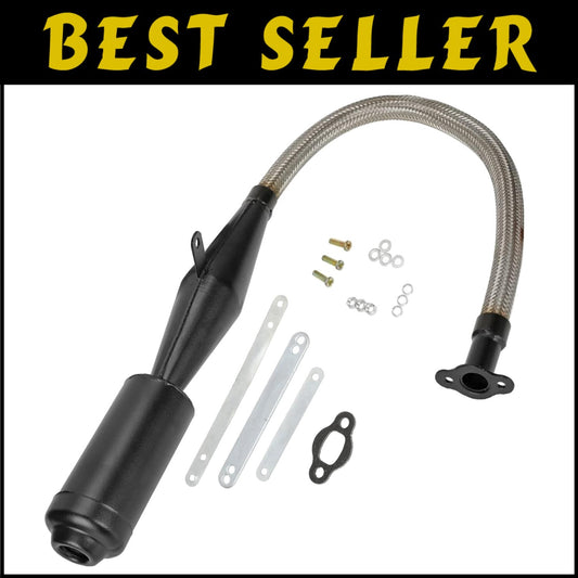 Premium Flexible Exhaust Muffler with Gasket for 2 Stroke 49cc to 100cc Bikes