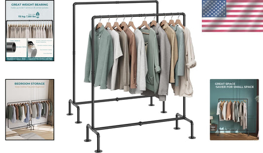 Detachable Industrial Clothing Rack with Stable Feet - Double the Storage Style