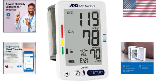 Wrist BP Monitor with Extra-Large LCD, 2 User Memory & 2 AAA Batteries Included