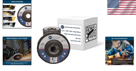 4 1/2" Flap Discs with Premium Zirconia - 40 Grit for Efficient Angle Grinding