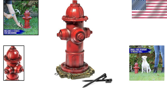 Durable Dog Fire Hydrant Garden Statue with Stakes - Perfect for Pet Training
