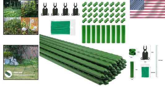 Durable 57" Plastic Coated Garden Trellis for Tomatoes and Climbing Vegetables