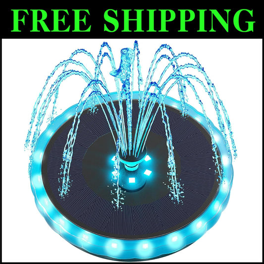 Elegant Solar-Powered Bird Bath Fountain with Matte Panel & Vibrant Light Show