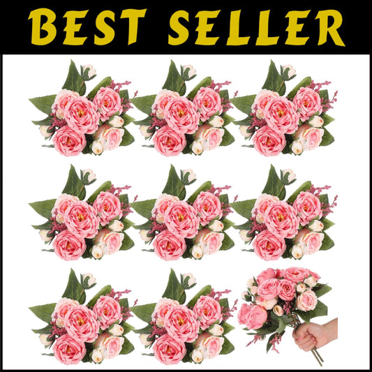 Lush 8 Bundles of Realistic Peonies - Enhance Any Spring Decor Effortlessly