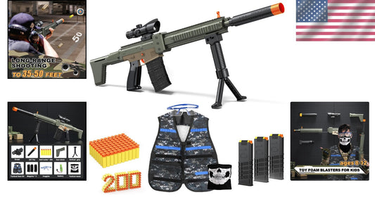 Tactical Sniper Toy Gun with Ergonomic Design for Safe Outdoor Play - Age 8-12