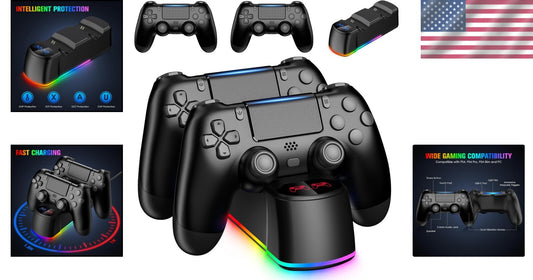 Wireless PS4 Controller 2 Pack with LED Charging Dock Station - Gaming Must-Have