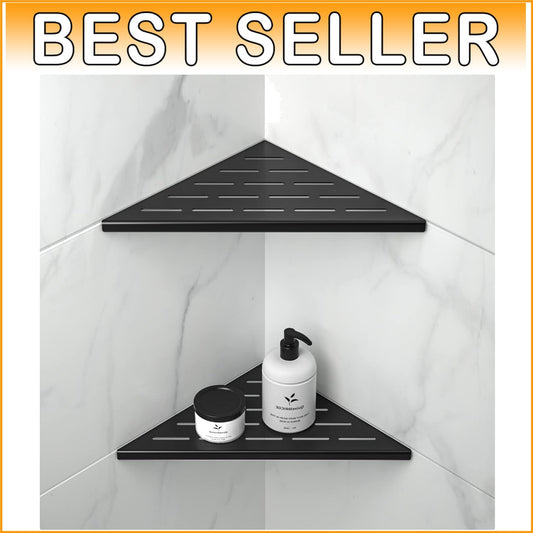 Durable Matte Black Corner Shower Shelves - Stylish 2 Pack for Modern Bathrooms