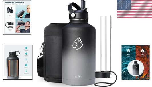 64 oz Insulated Stainless Steel Water Bottle with Straw & Flex Cap Options