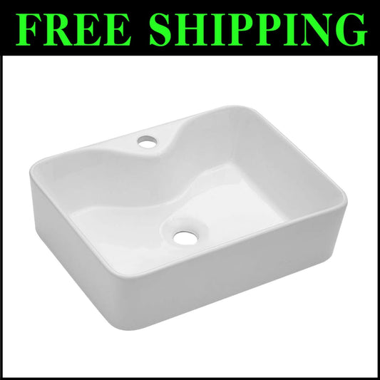Contemporary White Vessel Sink 19"x15" with Faucet Opening - Effortless Elegance